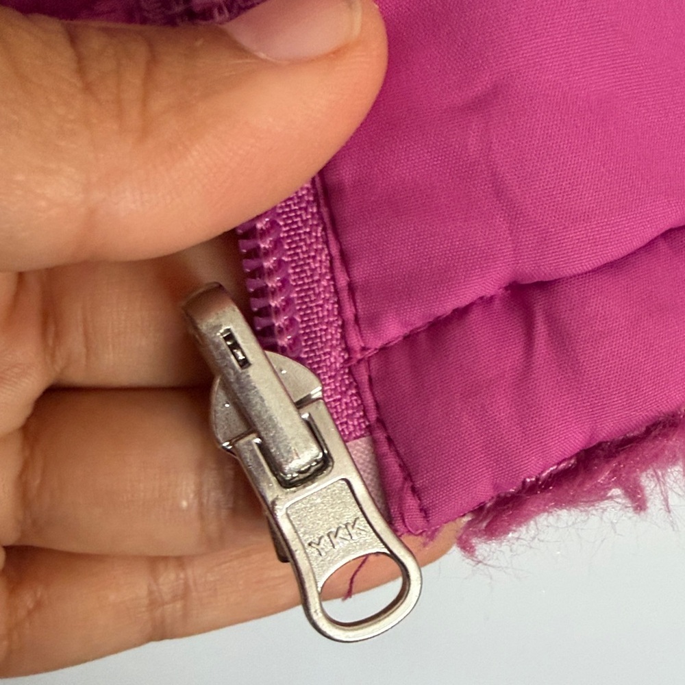 Girls' Magenta Puffer Vest with Hood Pom-Poms - Picture 7 of 7